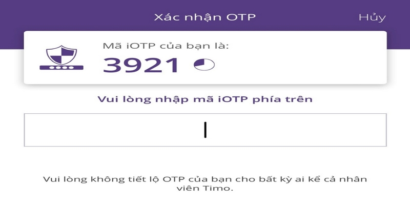 Sau khi nhập số điện thoại, hệ thống sẽ gửi cho bạn một mã OTP